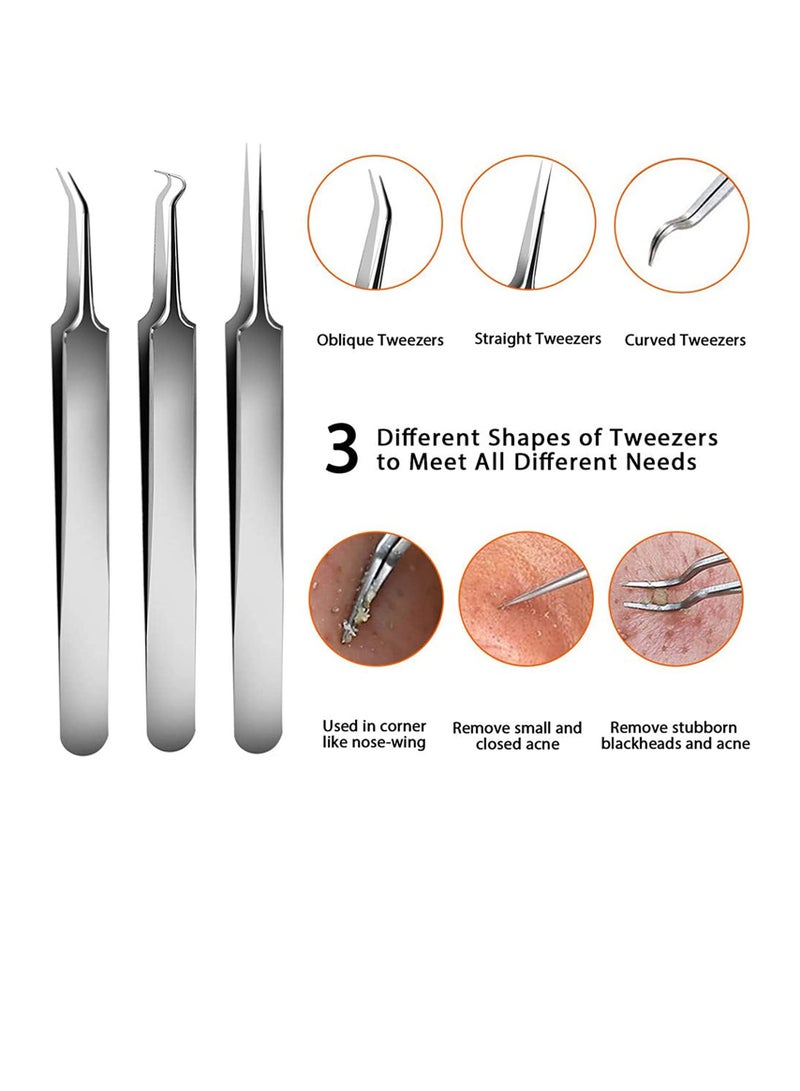 Zikra مجموعة أدوات إزالة الرؤوس السوداء 5 قطع - أداة استخراج حب الشباب والرؤوس السوداء والبثور مع حقيبة - Image 4