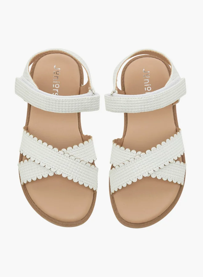 جونيورز Girls Cross Strap Sandals with Hook and Loop Closure