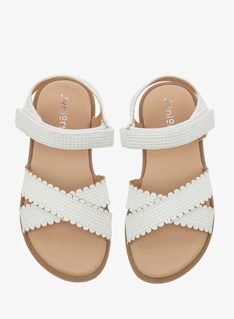 JUNIORS Girls Cross Strap Sandals with Hook and Loop Closure