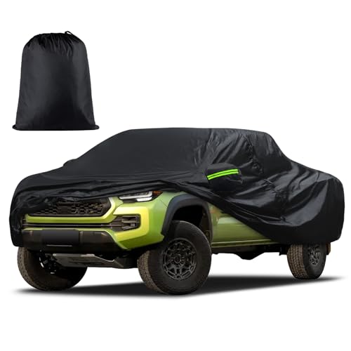 Car Cover Custom Fit for Toyota Tacoma 20052025 Waterproof All Weather for Automobiles Full Exterior Cover Rain Sun Snow Protector with Door Zipper Black