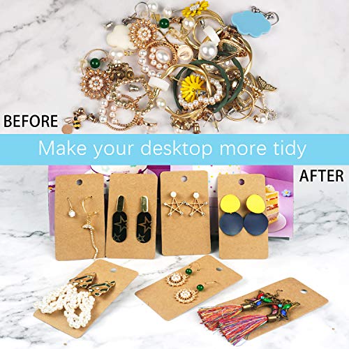 Festiko Kraft Earring Display Cards, 256 Pieces, Kraft Paper, 3.5 x 2 Inch, Jewellery Holder Tags for Studs & Small Accessories - Image 2
