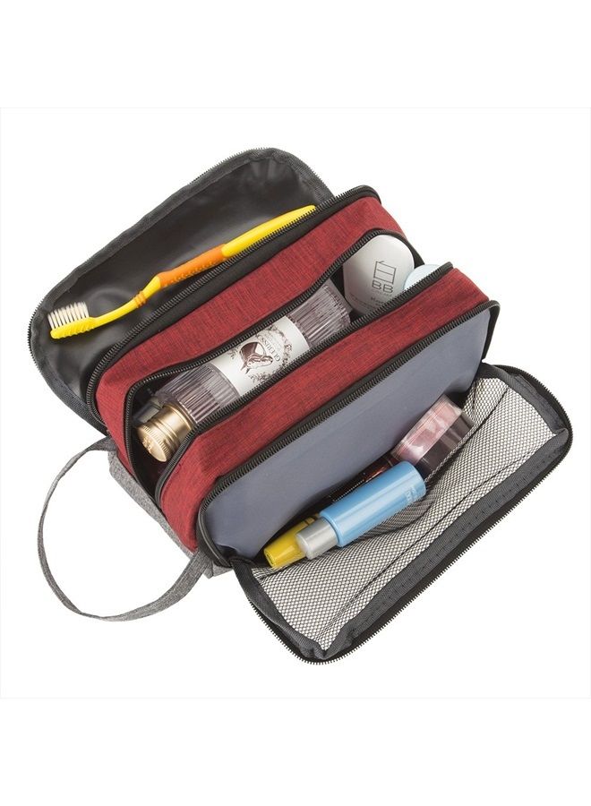 Yeiotsy Wash Bag Separate Compartments, Color Clash Durable Small Travel Toiletry Bag for Teens Hiking/Camping (Red) - Image 5