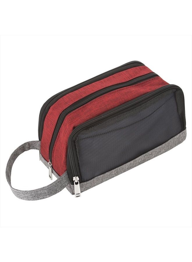 Yeiotsy Wash Bag Separate Compartments, Color Clash Durable Small Travel Toiletry Bag for Teens Hiking/Camping (Red) - Image 2