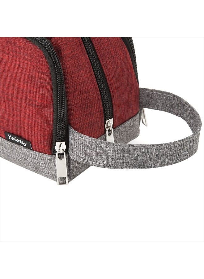 Yeiotsy Wash Bag Separate Compartments, Color Clash Durable Small Travel Toiletry Bag for Teens Hiking/Camping (Red) - Image 3