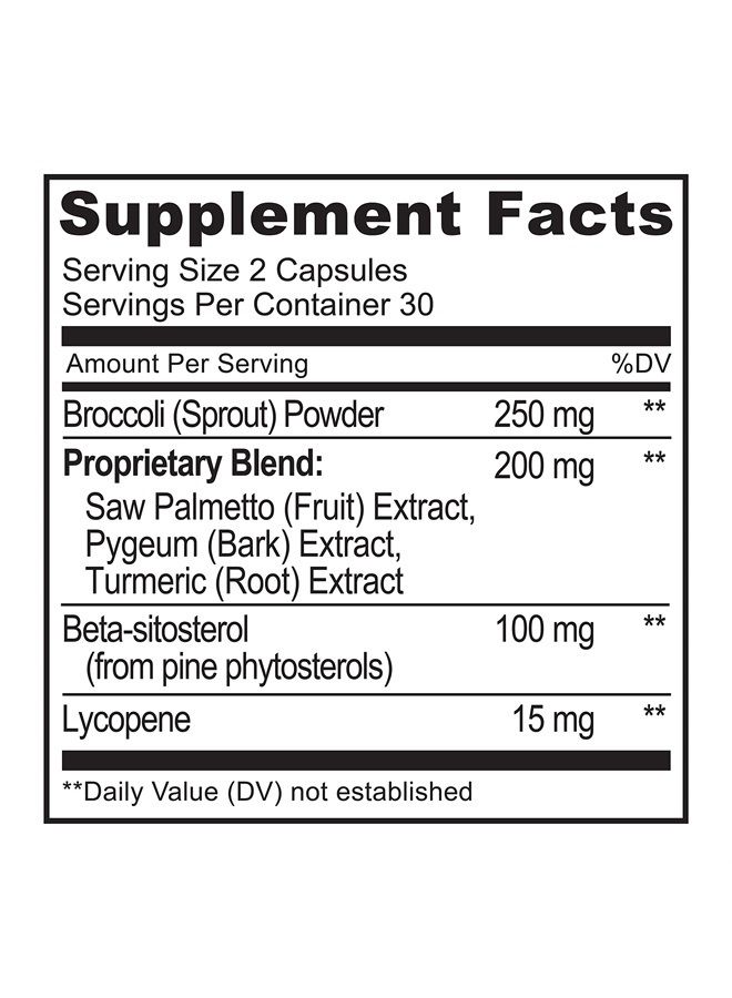 Prostate & Urinary Health, Comprehensive Formula with Saw Palmetto, Pygeum, Tumeric, Plant Sterols, Broccoli and Lycopene, 60 Vegetarian Capsules