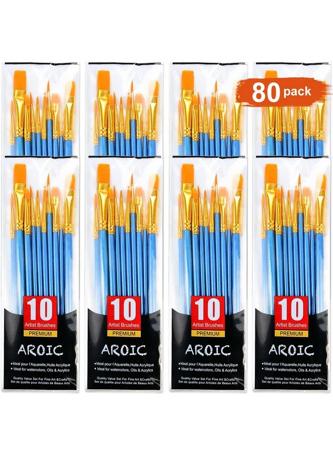 AROIC Paint Brush Set Nylon Hair Brushes For Acrylic Oil Watercolor Painting Artist Professional Painting Kits (8 Packs Of 80Pcs) - Image 1