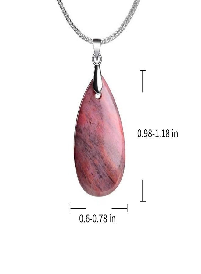 iSTONE 925 Sterling Silver Natural Crytral for Womens Pendant Necklace, Gemstone Birthstone with 17.8" Silver Chain Ladies, 17.8'', Gemstone, Rhodonite Labradorite - Image 3