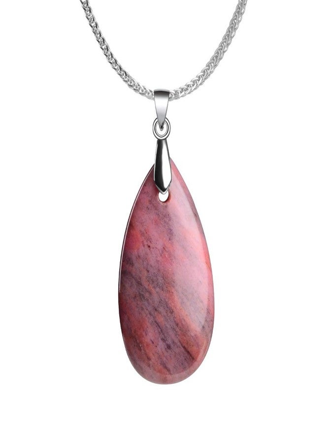 iSTONE 925 Sterling Silver Natural Crytral for Womens Pendant Necklace, Gemstone Birthstone with 17.8" Silver Chain Ladies, 17.8'', Gemstone, Rhodonite Labradorite - Image 1