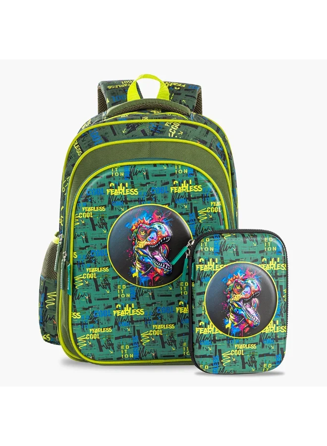Eazy Kids Eazy Kids School Bag w/Pencil Case 16" - Dino Green