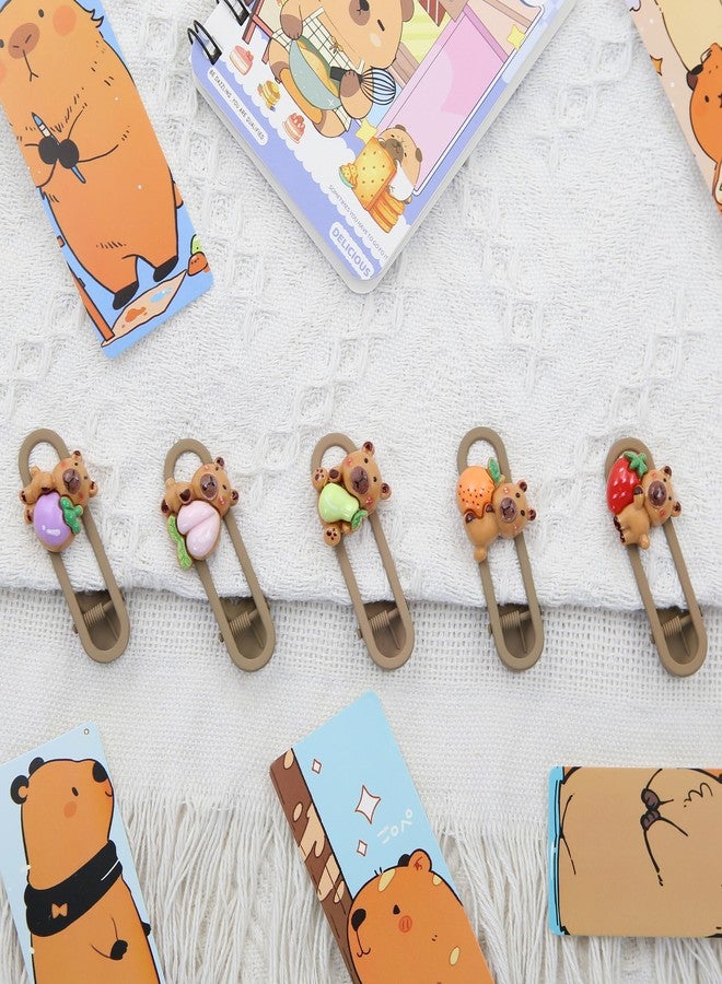 Geluode 5PCS Capybara Hair Clips, Cute Fruit Animal Hairpins for Women Girls, Kawaii Cartoon Hair Accessories for Kids, Teens, Party Favors (Strawberry, Pear, Mangosteen, Orange, Peach) - Image 4