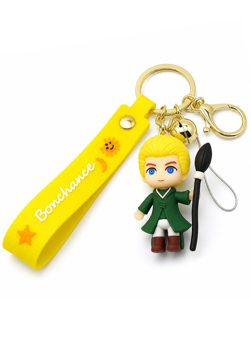 Mini Character Keychain with PVC Figure & Silicone Strap, Cute Cartoon Key Ring for Car Keys, House Keys, Backpack, Handbag, School Bag, Travel Bag, Durable Waterproof Key Holder, Gift for Kids, Girls, Boys, Women & Men, Lightweight Charm ERPC-labubu. - Image 1