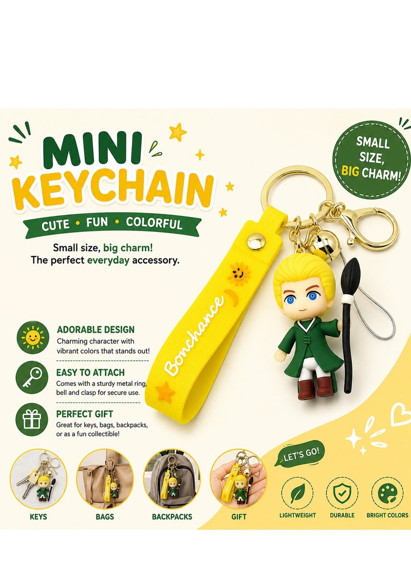 Mini Character Keychain with PVC Figure & Silicone Strap, Cute Cartoon Key Ring for Car Keys, House Keys, Backpack, Handbag, School Bag, Travel Bag, Durable Waterproof Key Holder, Gift for Kids, Girls, Boys, Women & Men, Lightweight Charm ERPC-labubu. - Image 4