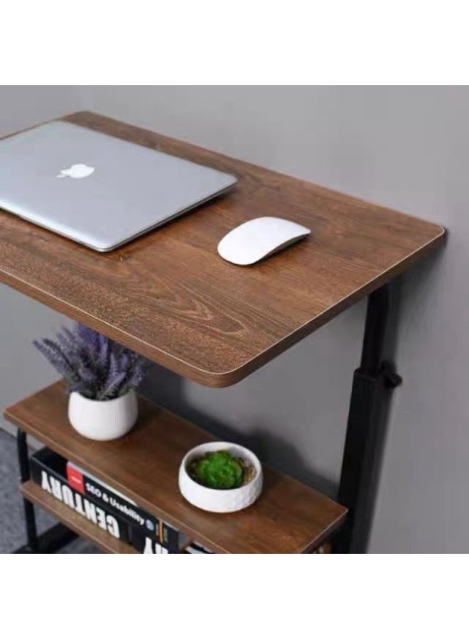 SHEE ONE Adjustable Laptop Table in Elegant Brown| Rolling Bedside & Overbed Table for Work, Study, or Meals | Height Adjustable from 60–85 cm with Extra Storage Shelf | Compact & Space-Saving – Size: 40×80 cm - Image 3