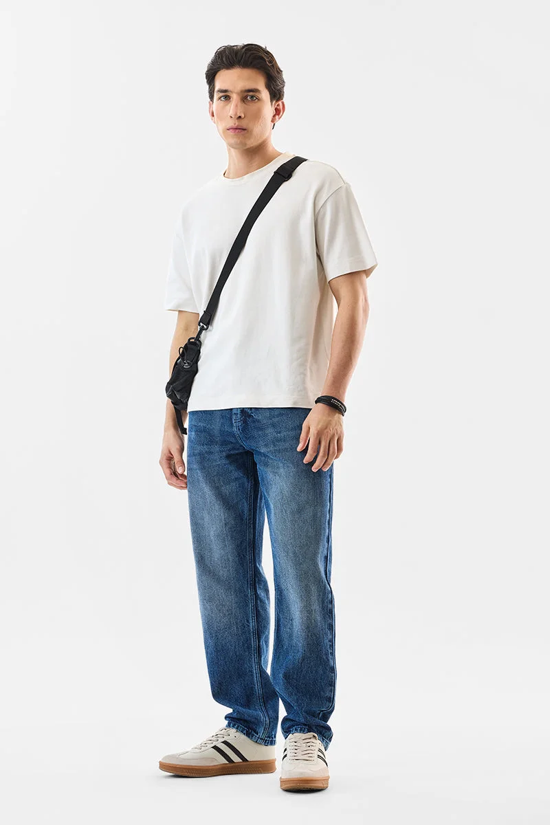 SNITCH Blue Washed Relaxed Fit Jeans for Men | Best Price UAE
