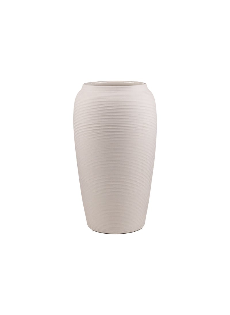 Gulf Flowers Gulf Flowers Ceramic Vase Base – D14.5cm x H24.5cm White Modern Decorative Flower Vase – Elegant Curved Design for Living Room, Office, and Tabletop Decoration 