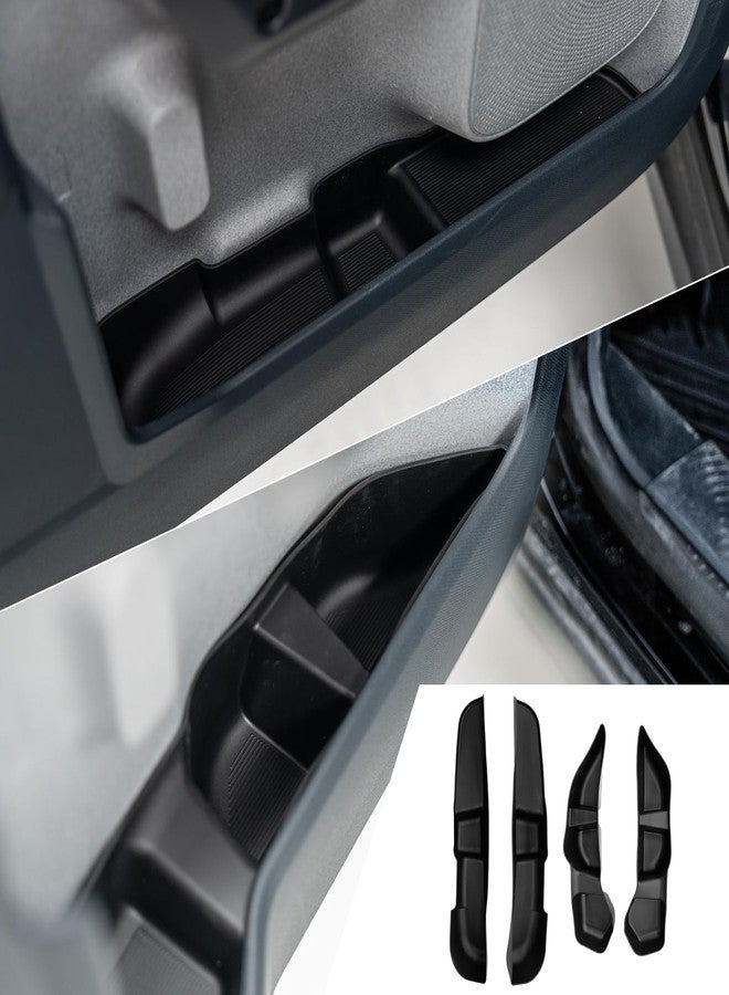 Maxzina Door Side Storage Tray Compatible with 2022-2025 Ford Maverick Side Door Storage Box Door Organizer Phone Pocket Silicone Front & Rear 4PCS Maverick Accessories (Black) - Image 1