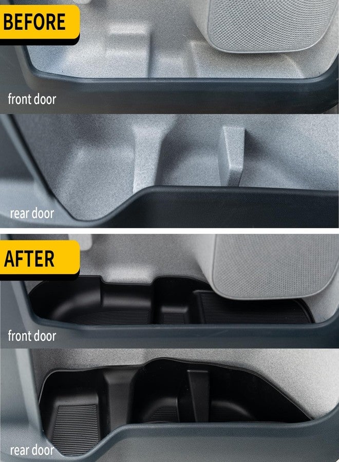 Maxzina Door Side Storage Tray Compatible with 2022-2025 Ford Maverick Side Door Storage Box Door Organizer Phone Pocket Silicone Front & Rear 4PCS Maverick Accessories (Black) - Image 2