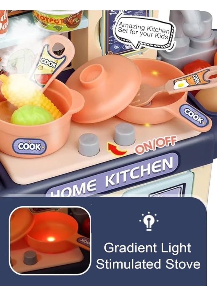 Kitchen Playset with Realistic Steam & Light,Pretend kitchen Play Food Toys, 39 PCS Kitchen Accessories Set Toy, Mini Kitchen Set for Kids, for 3+ Year Old Boys and Girls - Image 4