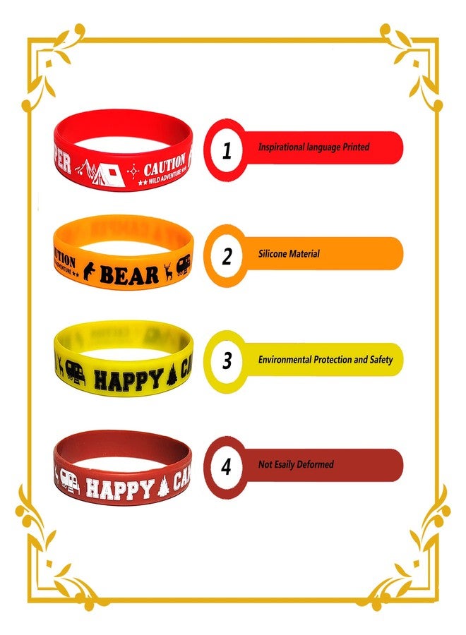 ATSMOICY 24PCS Camper Silicone Bracelet Wristband Party Favors -Camping Theme Decorations Birthday Baby Shower Outdoor Adventure Supplies Carnival/Events/Prize - Image 4