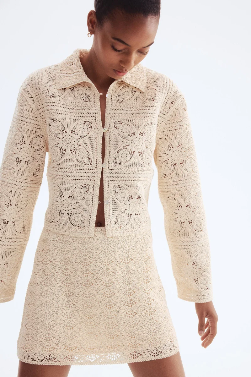 H&M Crochet-look mini skirt