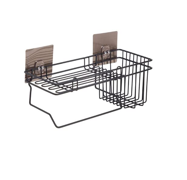 titen VARNITECH INFOSOFT Stainless Steel Powder Coated Bathroom Shelf Storage Organizer Kitchen Rack with Shampoo Soap Holder and Towel Rack Hanger