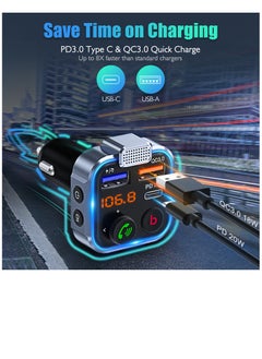 Lencent Wireless Bluetooth 5.0 Radio Adapter Car Kit, PD3.0 Type C 20W+QC3.0 Car Fast Charger, Hands Free Calling, Bass Lossless Hi-Fi Sound Support U Disk  - Image 3