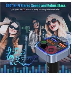 Lencent Wireless Bluetooth 5.0 Radio Adapter Car Kit, PD3.0 Type C 20W+QC3.0 Car Fast Charger, Hands Free Calling, Bass Lossless Hi-Fi Sound Support U Disk  - Image 2