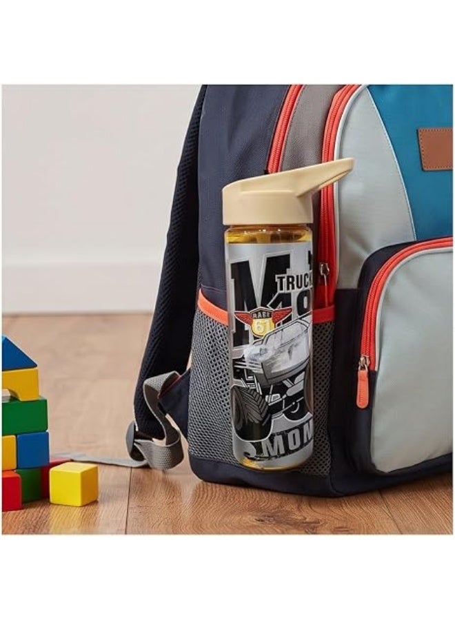 جي تي جي تويز Kids Water Bottle with Straw Lid, Monster Truck Theme - Image 3