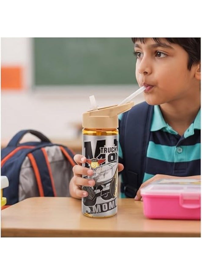 جي تي جي تويز Kids Water Bottle with Straw Lid, Monster Truck Theme - Image 2