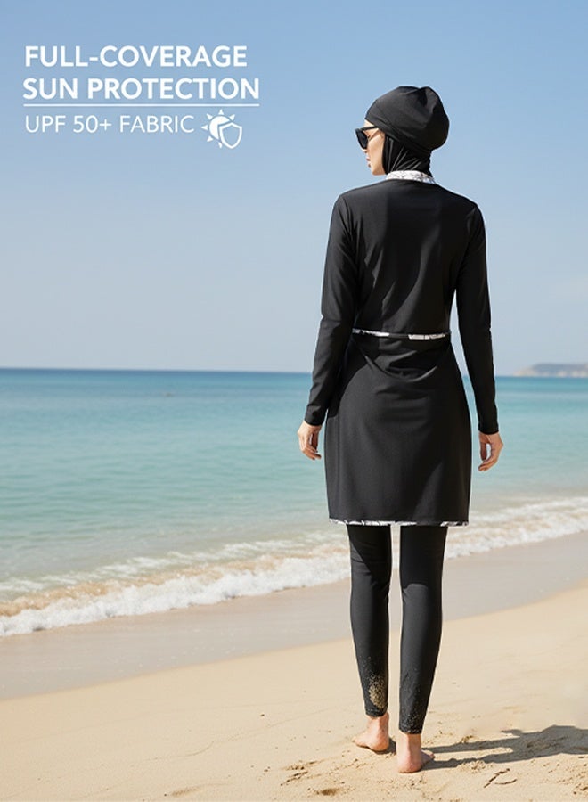 GONEO Burkini Swimsuits for Women Full Coverage Long Sleeve Muslim Islamic Swimwear Burkini Bathing Suit with Hijab - Image 5