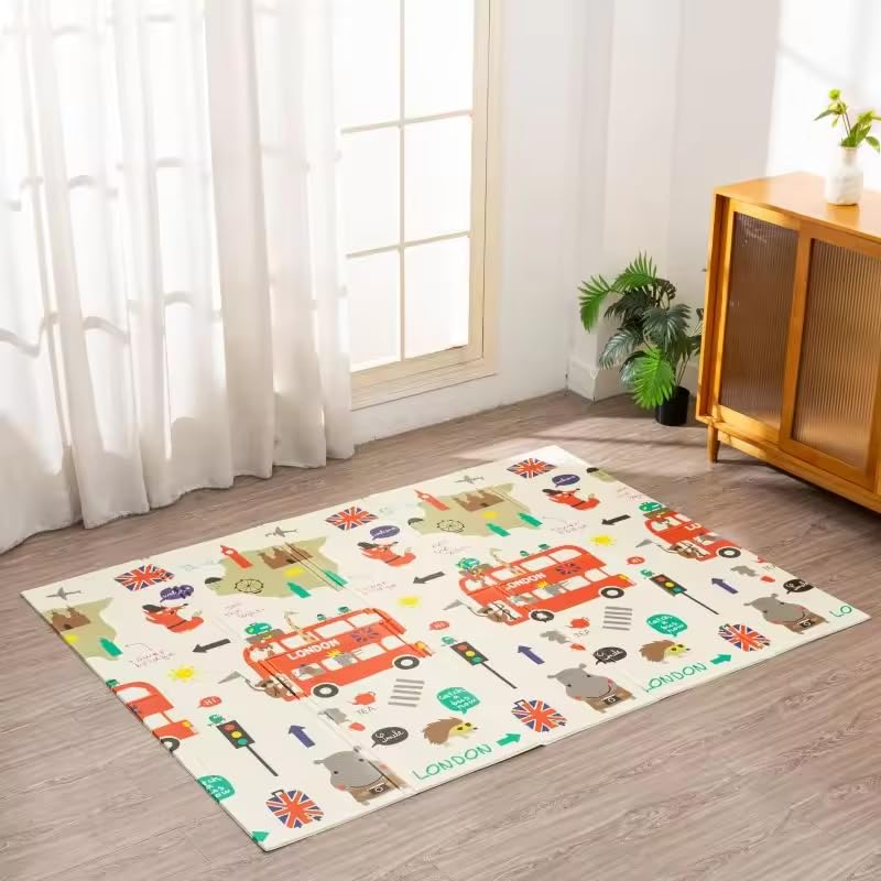 EASY SHOPE RGKJAS Folding Foam Crawl Waterproof Portable Play Mat for Kids Baby Toddler Outdoor or Indoor Use Non Toxic (Multicolor, 6 x 5.5 ft) - Image 1