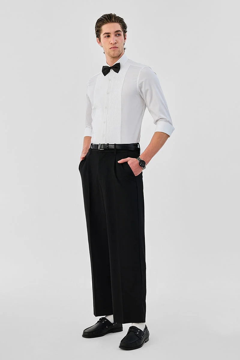 سنيتش White Solid Long Sleeve Slim Fit Formal Luxe Shirt