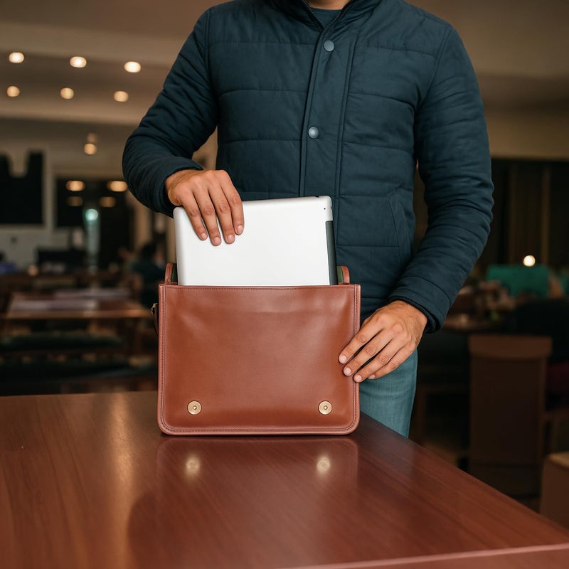 RUSTIC TOWN Leather Tablet iPad Messenger Bag - Shoulder Crossbody Satchel for Men and Women (11 inch) - Image 3