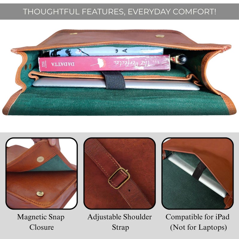 RUSTIC TOWN Leather Tablet iPad Messenger Bag - Shoulder Crossbody Satchel for Men and Women (11 inch) - Image 5