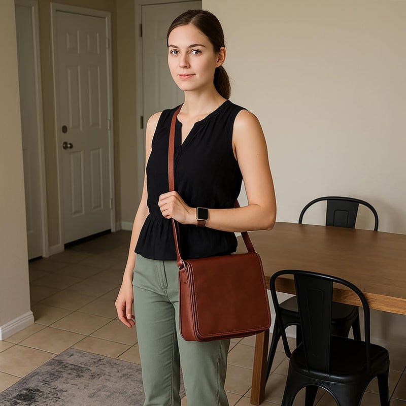 RUSTIC TOWN Leather Tablet iPad Messenger Bag - Shoulder Crossbody Satchel for Men and Women (11 inch) - Image 2