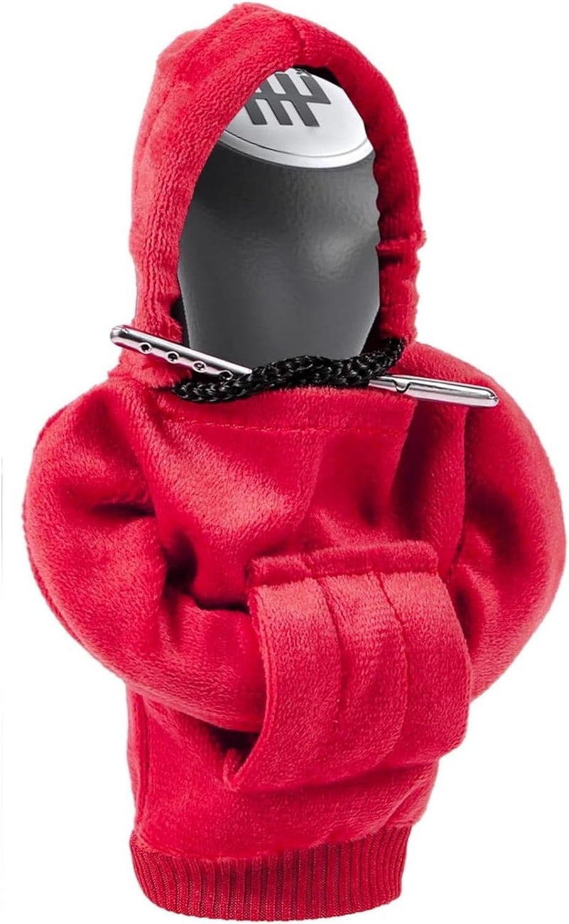 AutoBizarre Car Interior Decoration Gear Shift Knob Mini Hoodie Cover Sweater Cover 4.7 inch for All Cars, Vans & Trucks (Red) - Image 1
