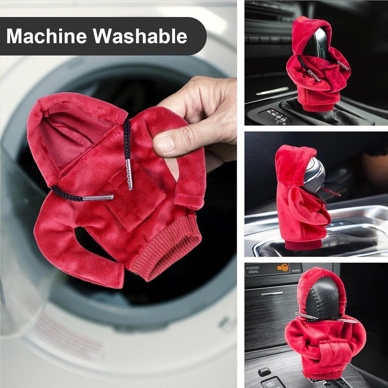 AutoBizarre Car Interior Decoration Gear Shift Knob Mini Hoodie Cover Sweater Cover 4.7 inch for All Cars, Vans & Trucks (Red) - Image 4