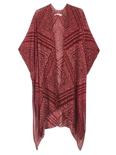 Moss Rose Women's Beach Cover up Swimsuit Kimono with Bohemian Floral Print, Loose Casual Resort Wear - Image 1
