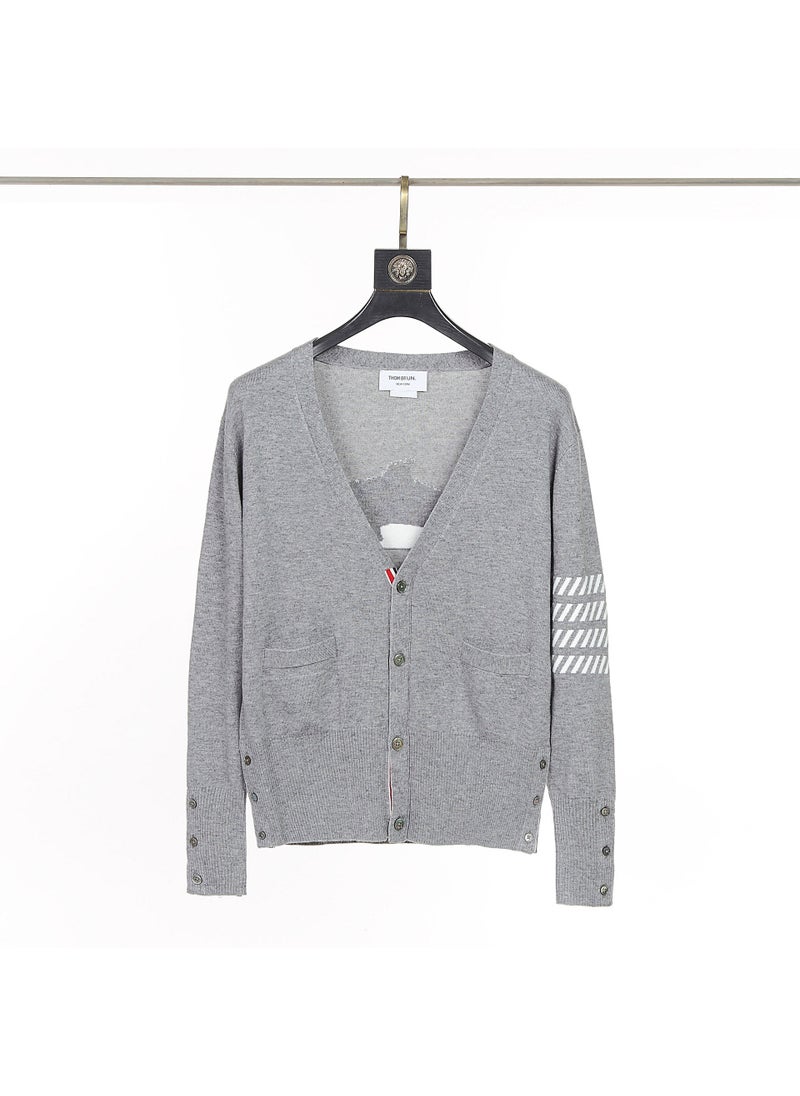 Generic - TB BROWIN Sweater Style out of Activity Explanation Right Reserved British Style Long Sleeve round Neck Knitted Wool Blend 8820 gray - Image 1