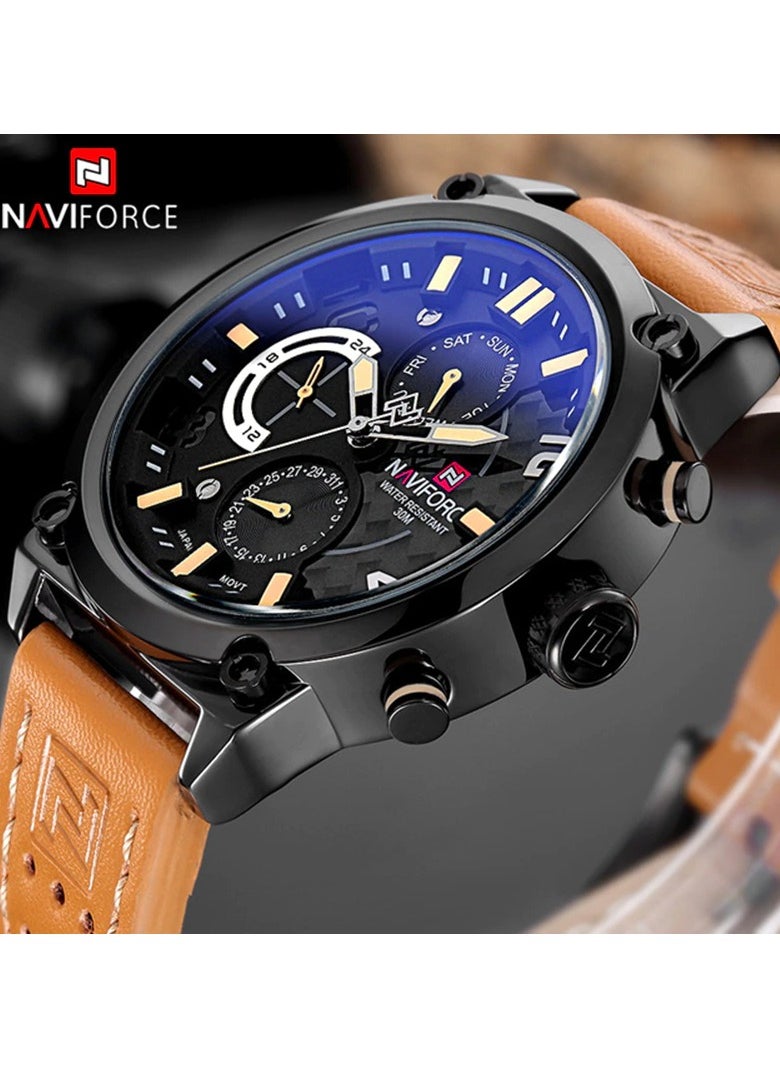 Stylish Multi-Function Analog Wrist Watch for Men with Leather Strap Water Resistant Durable and Elegant Design for Business and Casual Wear