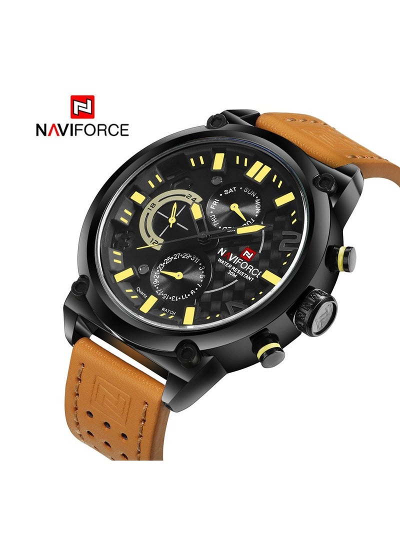 Stylish Multi-Function Analog Wrist Watch for Men with Leather Strap Water Resistant Durable and Elegant Design for Business and Casual Wear
