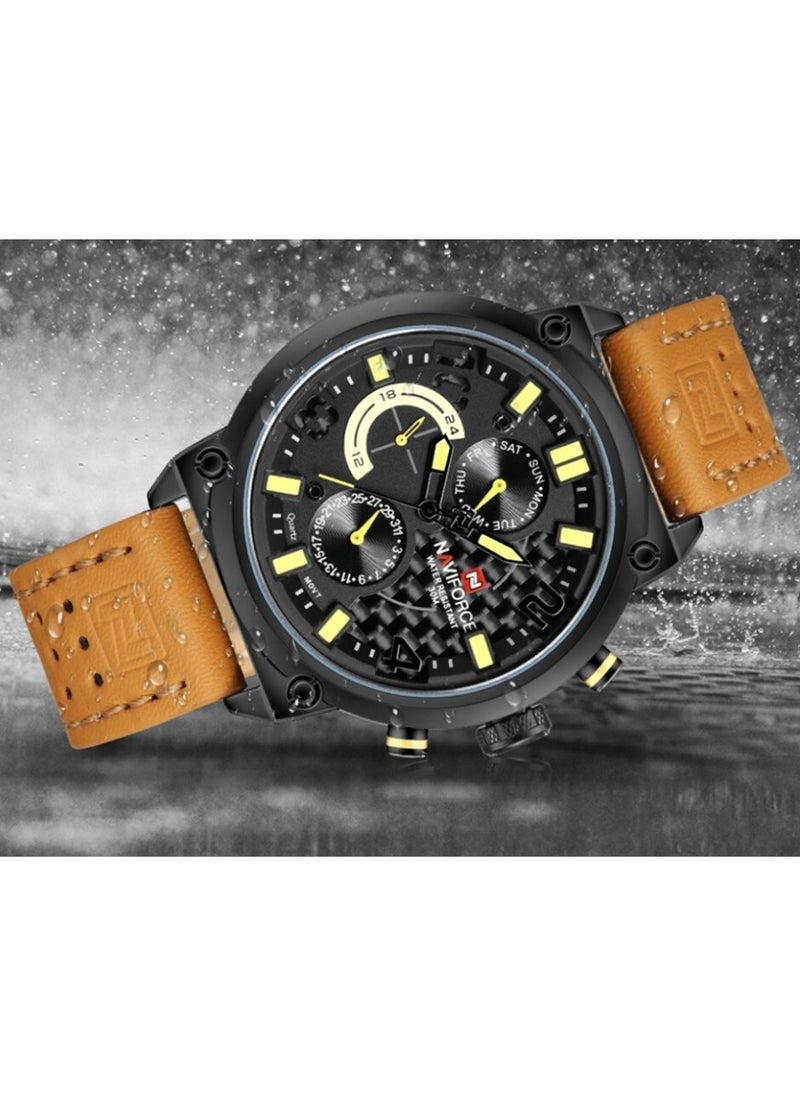 Stylish Multi-Function Analog Wrist Watch for Men with Leather Strap Water Resistant Durable and Elegant Design for Business and Casual Wear