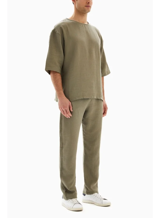 Wecre8 Khaki Plain Set of T-shirt and Trousers