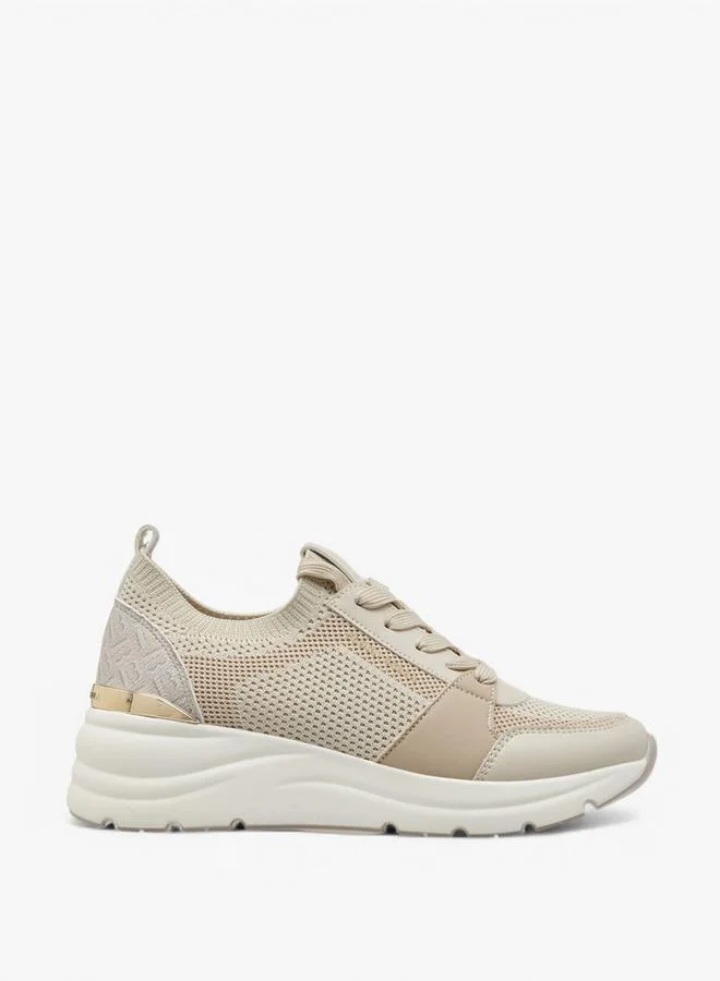 Flora Bella By Shoexpress BEIGE Panelled Lace-Up Sneakers for Women | Best Price UAE