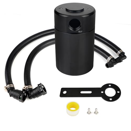 BHB Upgraded Baffled Oil Catch Can Oil Separator Kit Aluminum With NBR HOSE Compatible with Ram 1500 TRX 6.2L SC 2021-2023 Passenger Side 3oz Black - Image 1