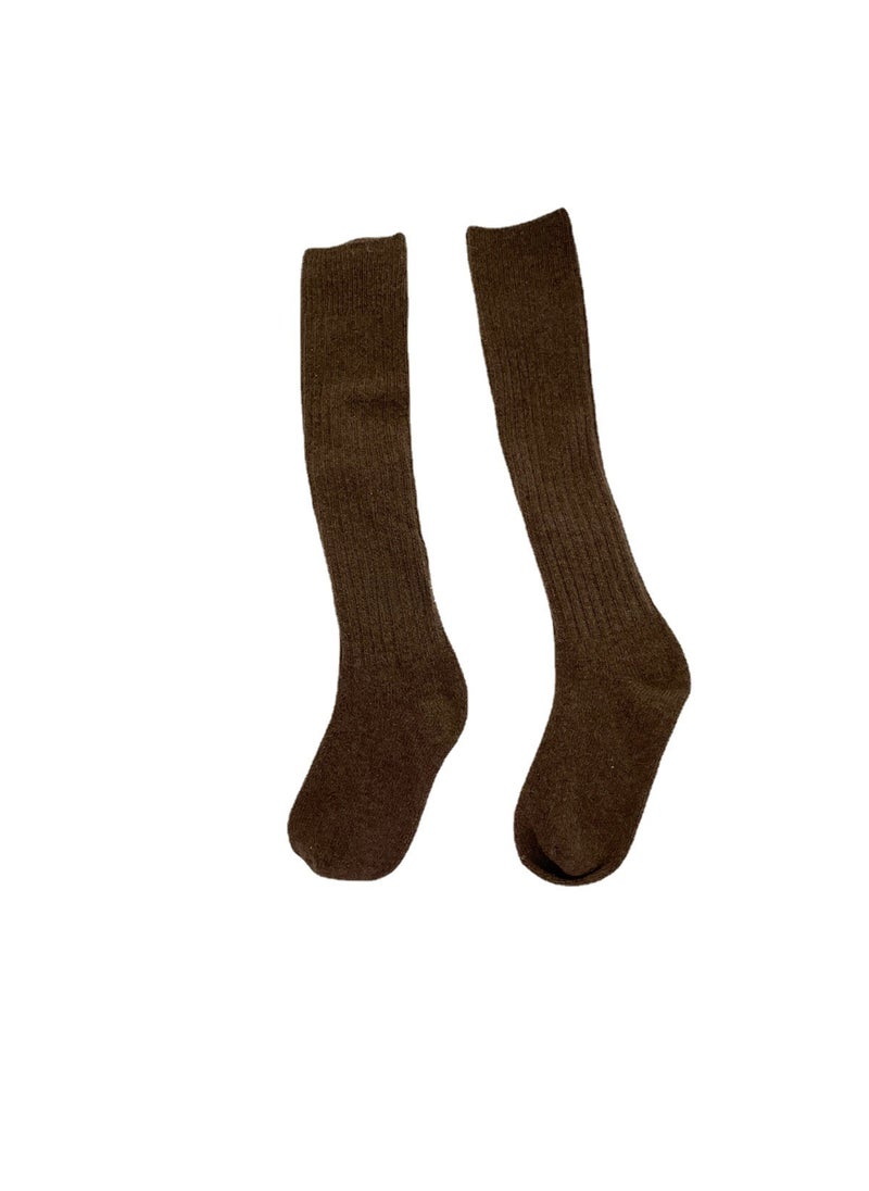 Generic - IOULOR Wool Calf Socks Thick Autumn Winter Double Knit Japanese Style Over-Knee Milky White - Image 1