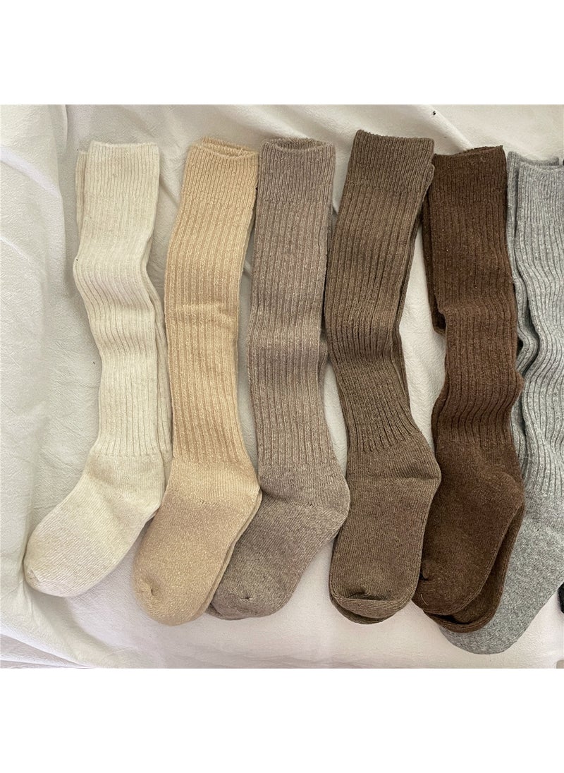 Generic - IOULOR Wool Calf Socks Thick Autumn Winter Double Knit Japanese Style Over-Knee Milky White - Image 1