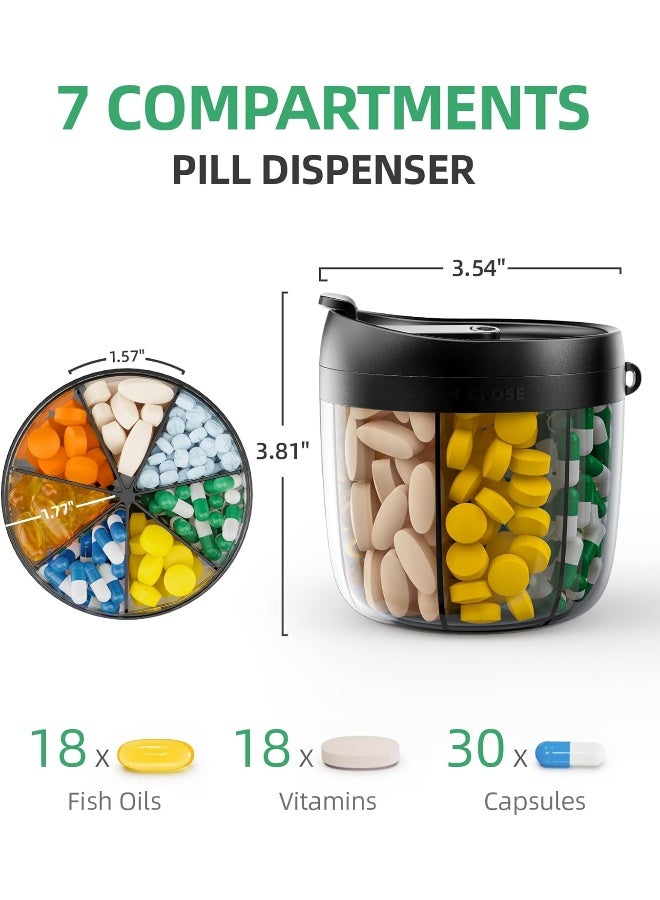 Portable Pill Dispenser Bottle, Vitamin Organizer with 7 Compartments - Image 2
