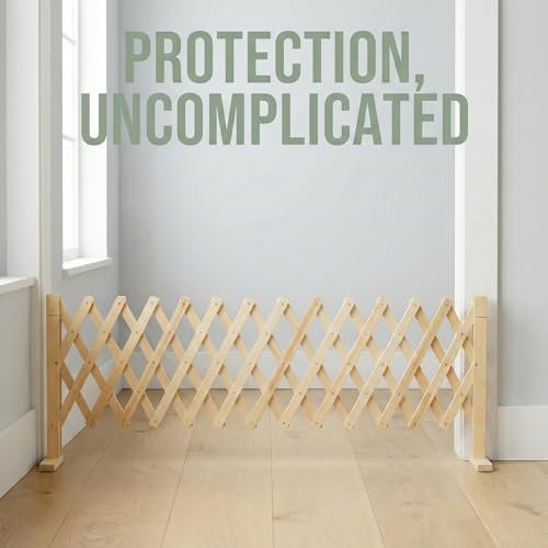 yuyingji Adjustable Freestanding Wooden Pet Gate for Doorways Stairs Pressure Mounted Short Dog Gate 15in Tall Freestanding Gate Expands 14 to 49in Wide for Dogs and Cats - Image 3