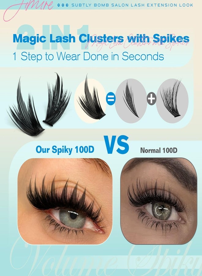 JIMIRE Lash Clusters Wispy 120D Manga Lash Clusters with Lash Spikes 12-18MM D Curly Long Eyelash Clusters Wispy Cluster Eyelash Extensions with Bottom Lashes Anime Individual Lashes Extensions by JIMIRE - Image 2